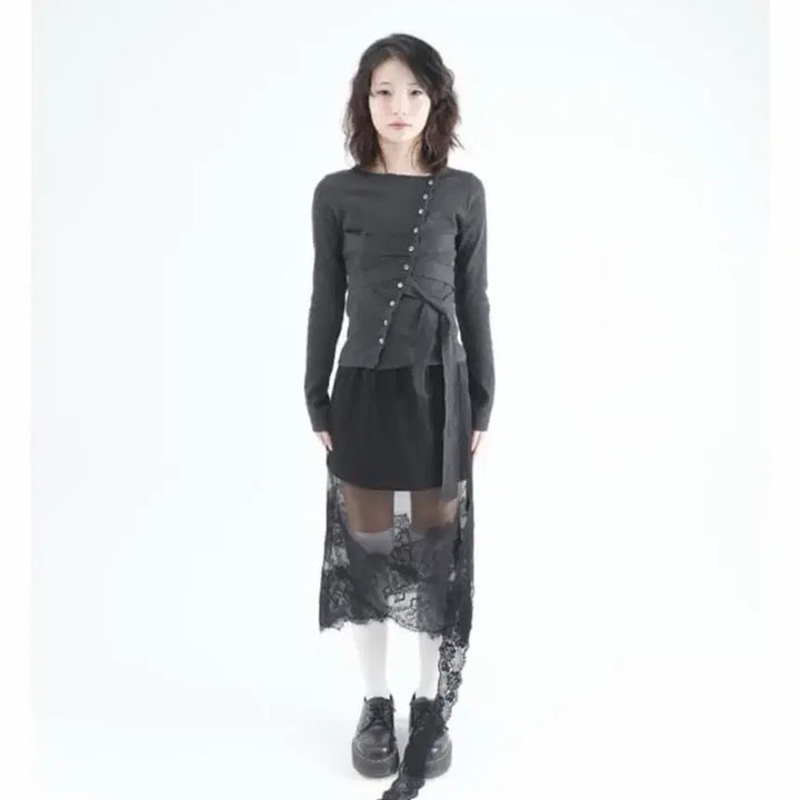 [BUNJANG] Oushai Mesh Lace Long Skirt Black / 오스하이 mesh lace long skirt black