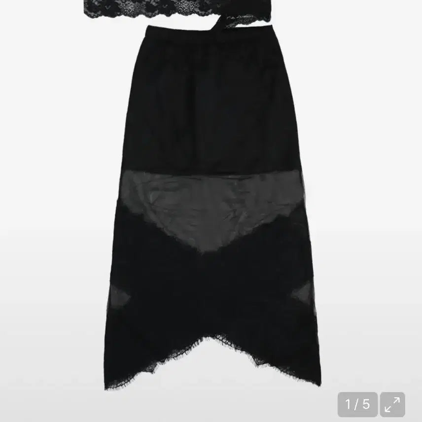 [BUNJANG] Oushai Mesh Lace Long Skirt Black / 오스하이 mesh lace long skirt black