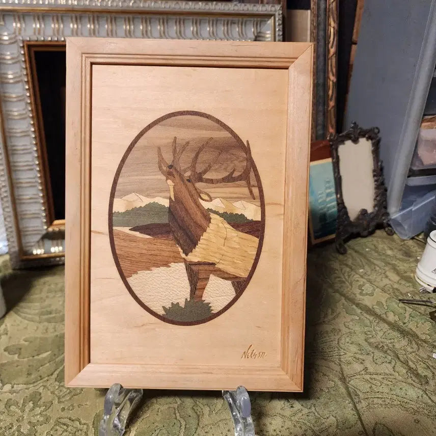 [BUNJANG] Handmade Inlaid Wooden Artwork by US Artisan / USA 장인의 핸드메이드 상감 나무 작품 크기24.8cmX17.3cm