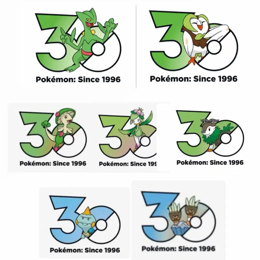 [BUNJANG] Pokemon 30th Anniversary Pop-Up Logo Sticker Set (7 Stickers) / 나무킹 빼미스로우 드레디어 메이클 포켓몬 30주년 팝업 로고스티커 스티커