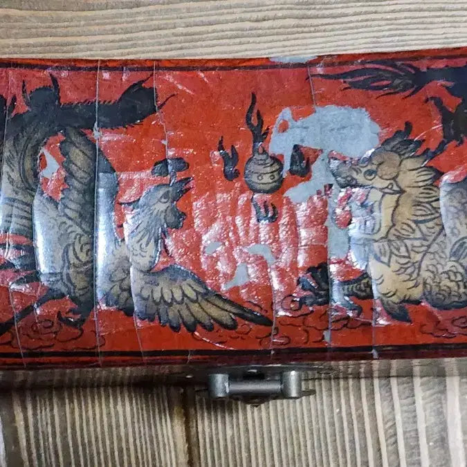 [BUNJANG] Chinese Antique Lacquered Jewelry Box Set (2 pcs) / 중국 근대사 주칠  장식 보석함 2개 세트