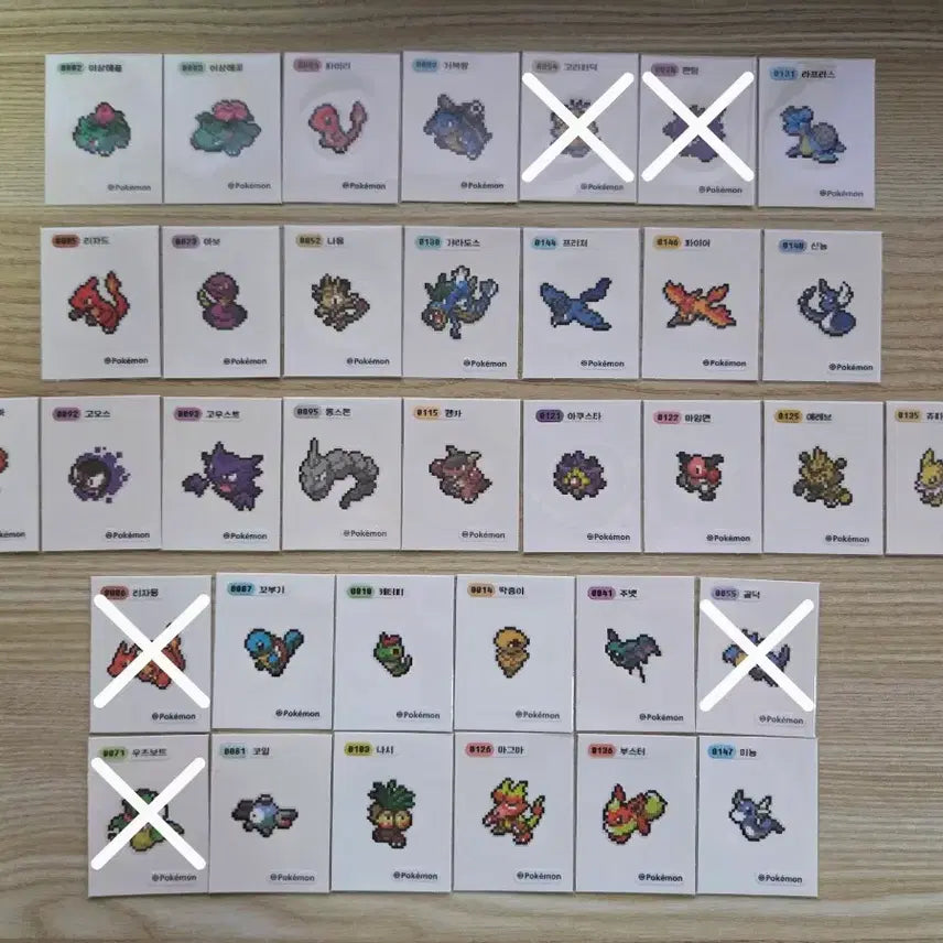 [BUNJANG] Pokemon Pixel Art Rare Unsealed Stickers / 포켓몬 픽셀아트 레어 개봉 띠부씰(띠부실) 판매