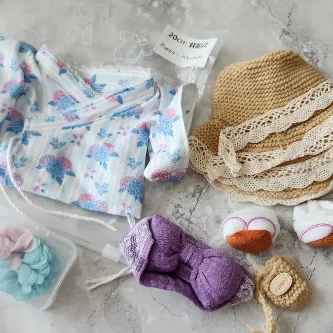 [BUNJANG] 20cm Puppy Wardrobe Hydrangea Yukata Set (Unused) / 무속성 인형옷 20cm 퍼피옷장 수국 유카타 세트 미사용 솜인형 20깅