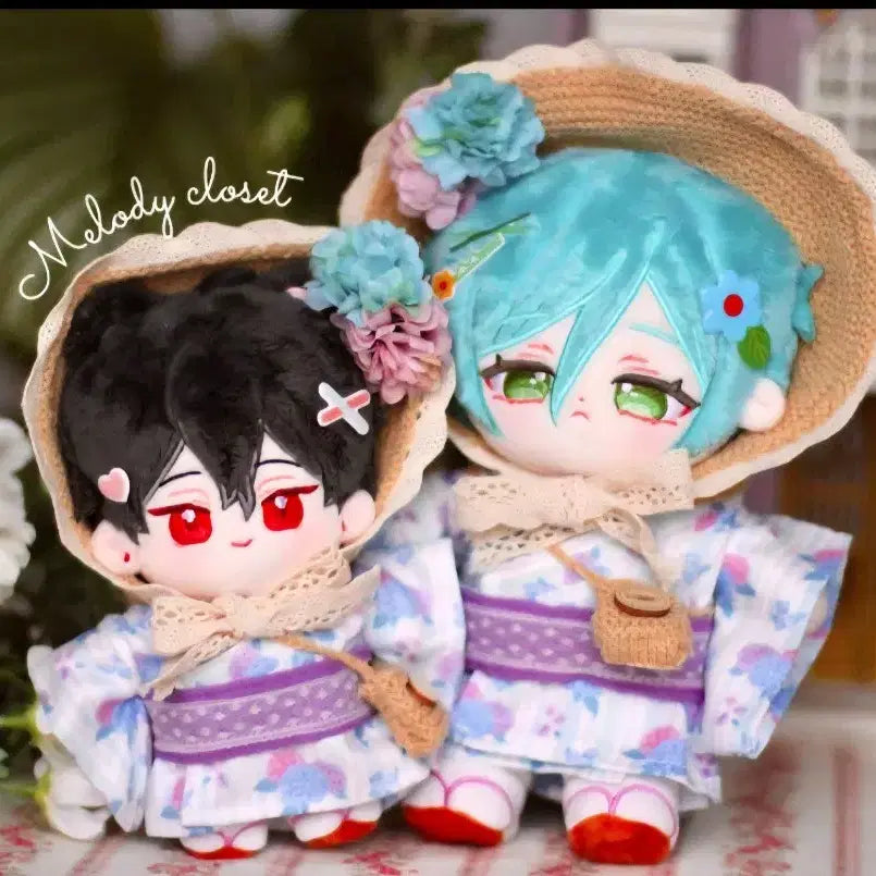 [BUNJANG] 20cm Puppy Wardrobe Hydrangea Yukata Set (Unused) / 무속성 인형옷 20cm 퍼피옷장 수국 유카타 세트 미사용 솜인형 20깅