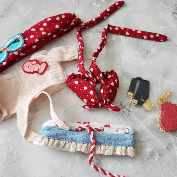 [BUNJANG] 20cm Plush Doll Summer Bikini Outfit Set / 무속성 인형옷 20cm 퍼피옷장 여름 비키니 의상 세트 미사용 솜인형