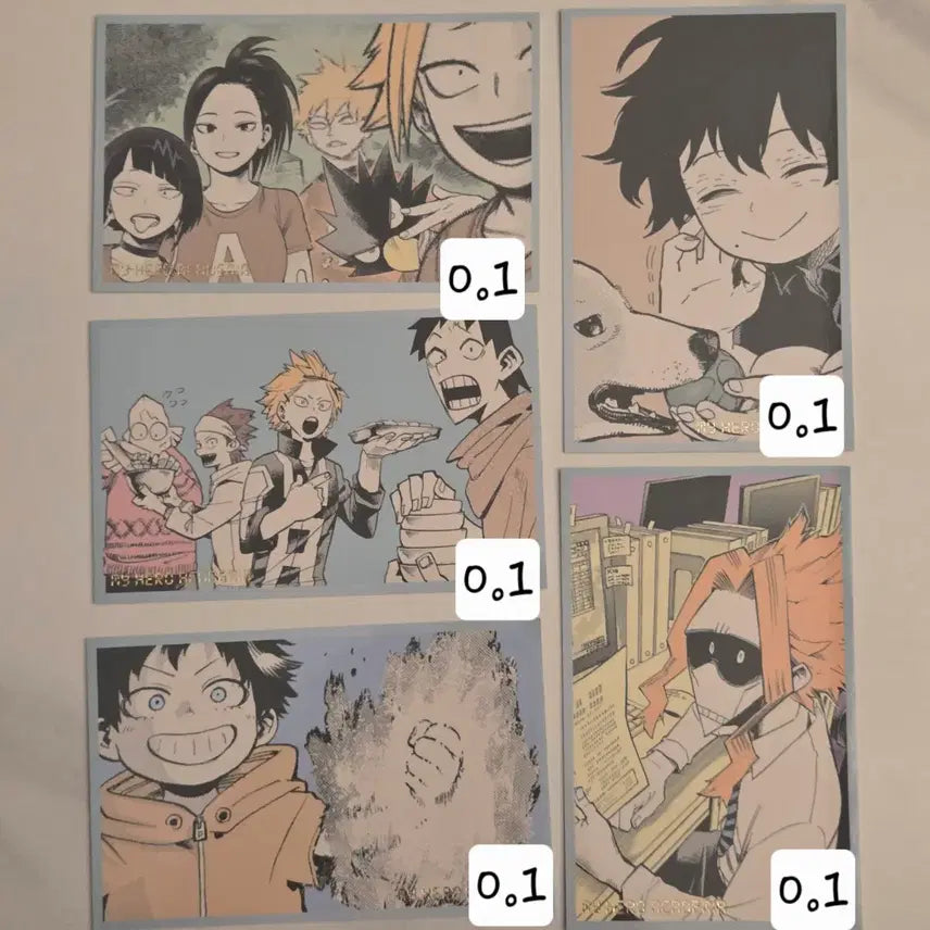 [BUNJANG] My Hero Academia Art Exhibition Memorial Cards (5-Piece Bundle) / 히로아카 원화전 메모리얼 카드 5종 일괄 바쿠고 토우야 텐코 올마이트