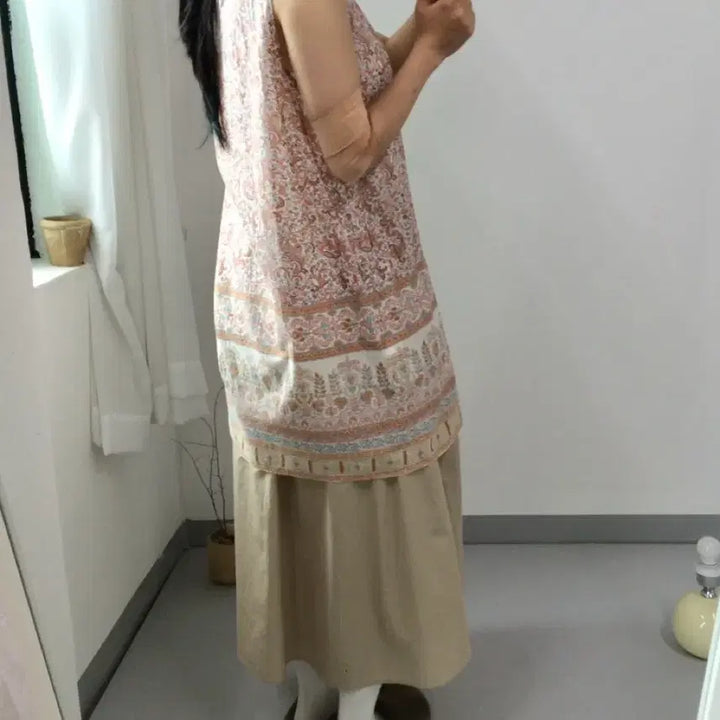 [BUNJANG] Vintage Light Pink Paisley Sleeveless Blouse / 빈티지 연핑크 페이즐리 민소매 블라우스 카모메산장 모리노가토 지구네