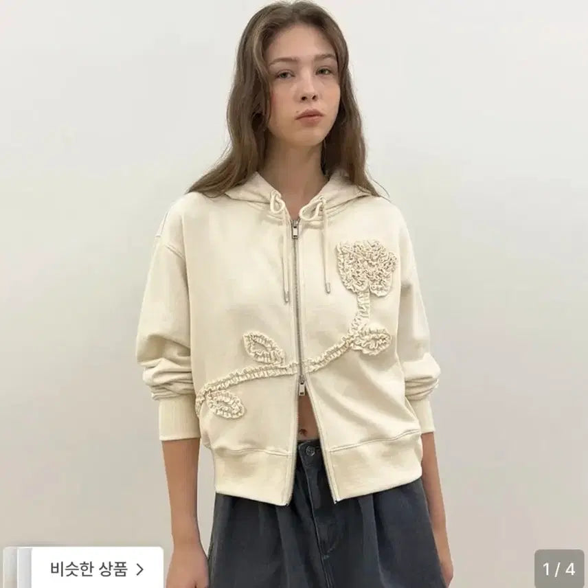 [BUNJANG] Sinoz Rose Frill Hooded Zip-Up / 시눈 로즈프릴 후드집업