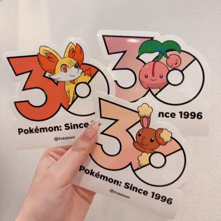 [BUNJANG] Pokemon 30th Anniversary Shiny Holo Sticker Set - Cherubi &amp; Buneary / 푸호꼬 체리버 이어롤 포켓몬 30주년 기념 스티커