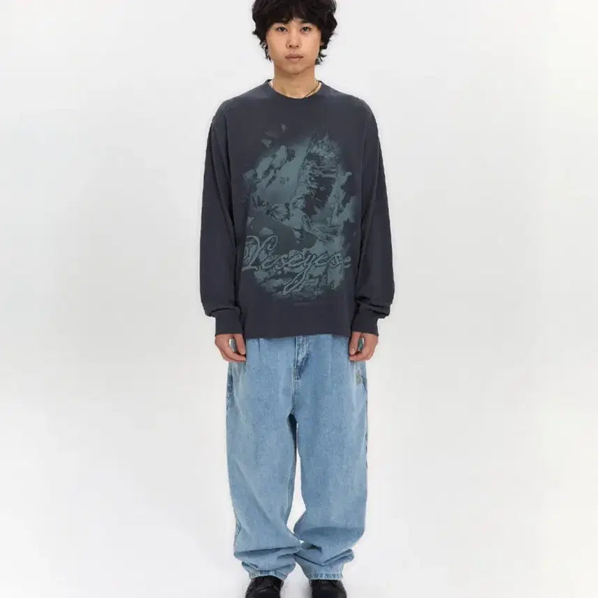 [BUNJANG] YESEYESEE Flying Eagle Long Sleeve Charcoal / 예스아이씨 Flying Eagle L/S 롱슬리브 Charcoal