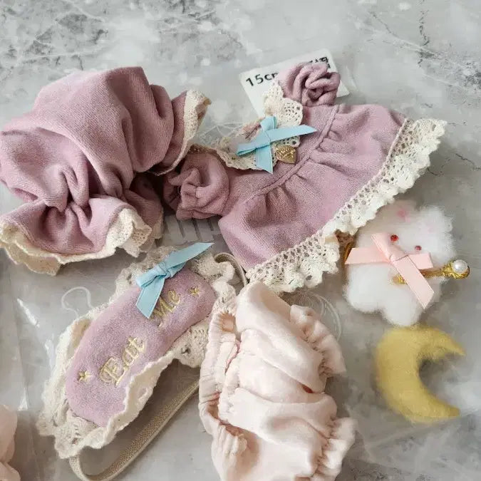 [BUNJANG] 15cm Doll Clothes Alice Pajama Set (Blue/Purple) - Unused / 무속성 인형옷 15cm 퍼피옷장 앨리스 파자마 세트 블루 퍼플 미사용