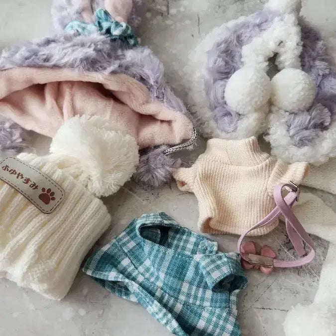 [BUNJANG] Puppy Closet 15cm Doll Clothes Winter Purple Rabbit Set (Unused) / 무속성 인형옷 15cm 퍼피옷장 겨울 보라 토끼 세트 미사용