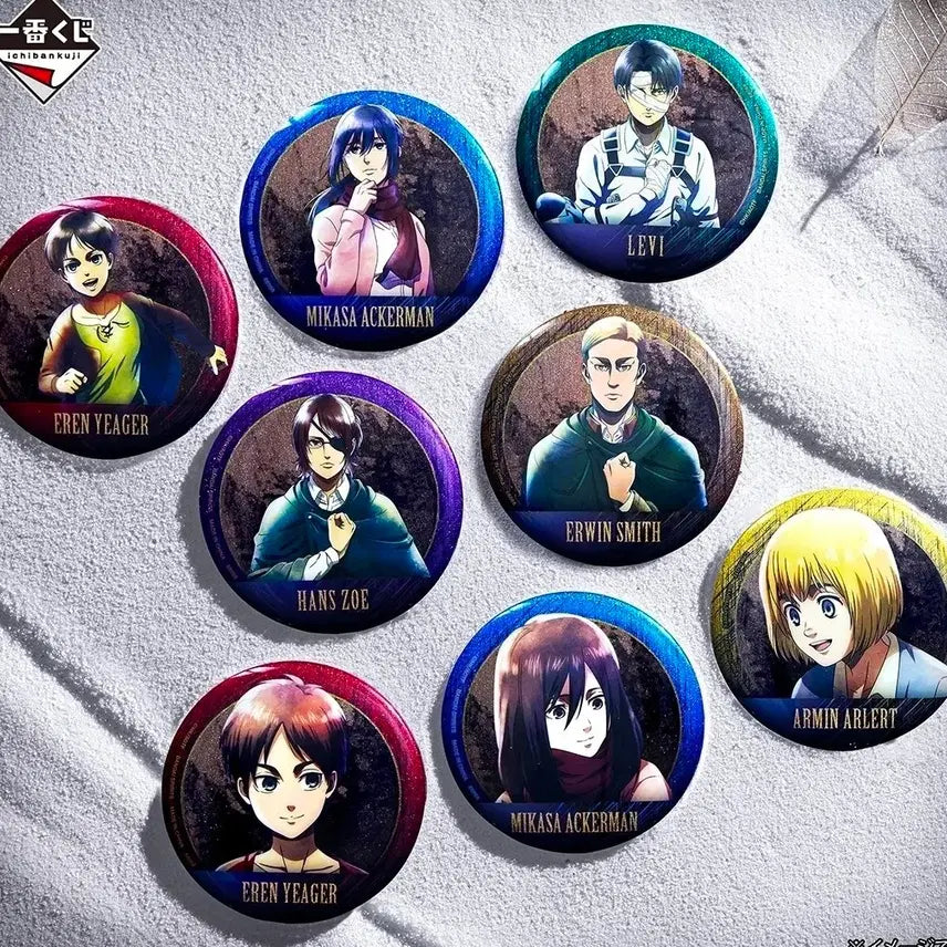 [BUNJANG] Attack on Titan G Prize Can Badge Full Set Eren, Mikasa, Levi, Jean, Hange, Erwin / 진격의 거인 G상 캔뱃지 풀세트 에렌 미가사 리바이 쟝 에렌 한지 엘빈