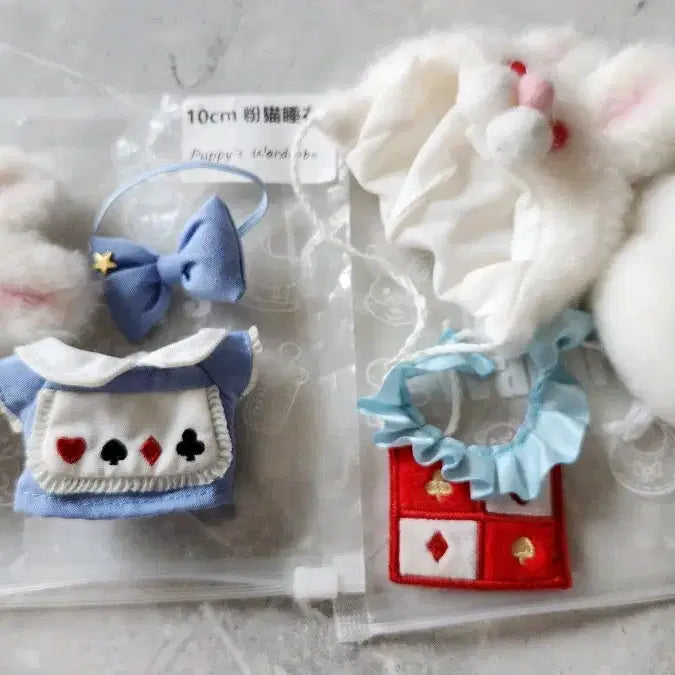 [BUNJANG] 10cm Plush Doll Clothes "Alice" Alice in Wonderland Rabbit Bundle Set / 무속성 10cm 인형옷 퍼피옷장 앨리스 시계토끼 일괄