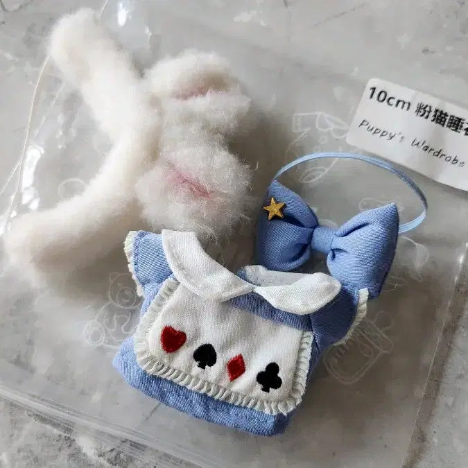 [BUNJANG] 10cm Plush Doll Clothes "Alice" Alice in Wonderland Rabbit Bundle Set / 무속성 10cm 인형옷 퍼피옷장 앨리스 시계토끼 일괄