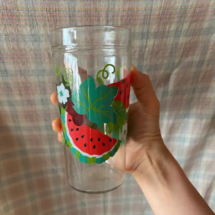[BUNJANG] Vintage Watermelon Glass Cup / (가격제안 가능)고전/빈티지 수박 그림 유리컵