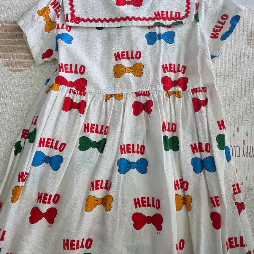 [BUNJANG] Bébé de Pino Ribbon Sailor Collar Dress &amp; Knee Socks Set (Size 120) / 베베드피노 리본 세일러 카라 원피스120+니삭스120세트
