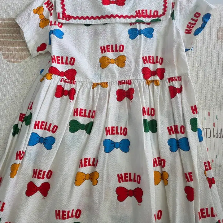 [BUNJANG] Bébé de Pino Ribbon Sailor Collar Dress &amp; Knee Socks Set (Size 120) / 베베드피노 리본 세일러 카라 원피스120+니삭스120세트