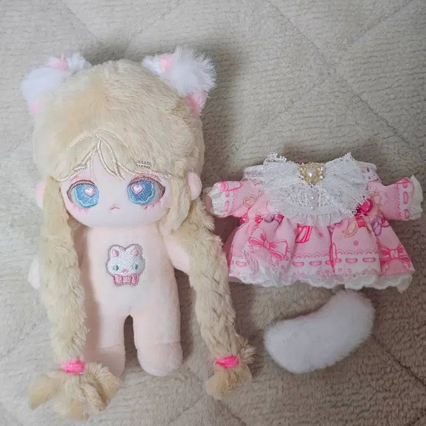 [BUNJANG] 10cm Unofficial Plush Doll Churu Bundle Set (Includes Outfit) / 10cm 솜인형 무속성 츄르(뼈깅) 옷포함 일괄