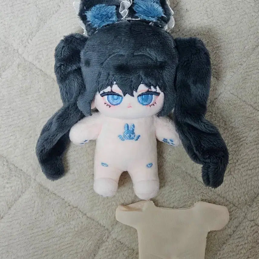 [BUNJANG] 10cm Unofficial Cotton Doll Kotone (Bone Included) Bundle Set with Anti-Stain Clothing / 10cm 솜인형 무속성 코토네(뼈깅) 이염방지복 포함 일괄