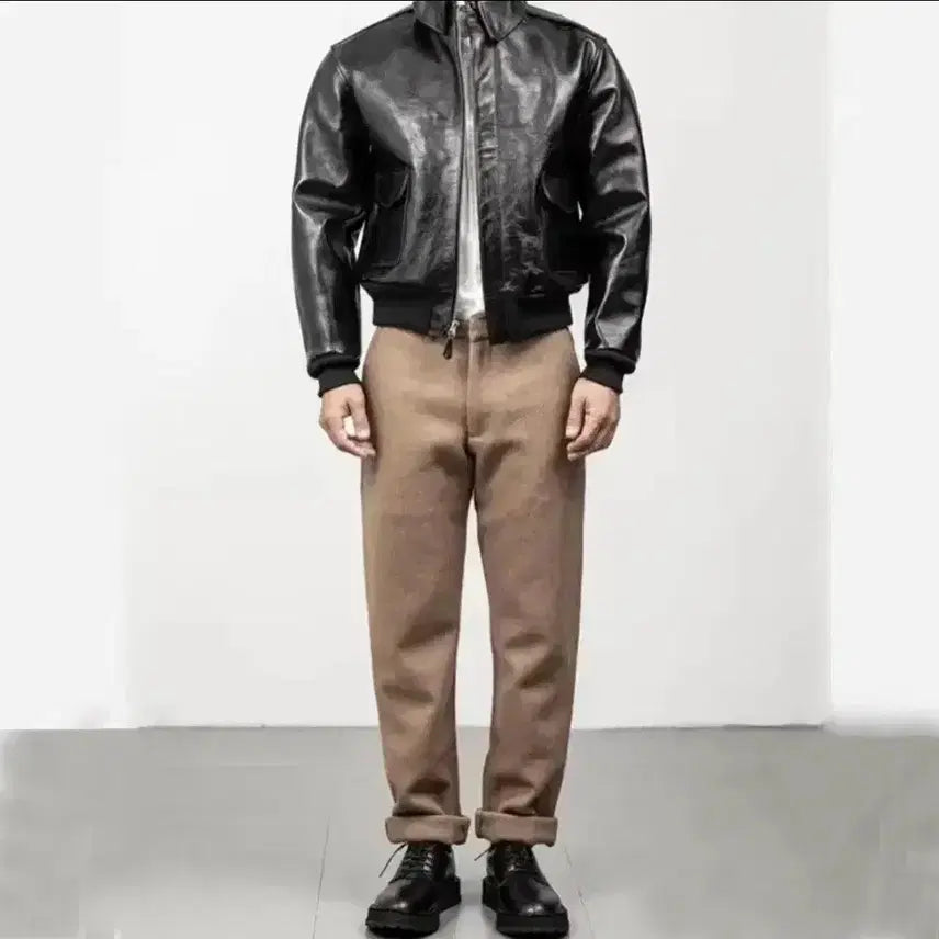 [BUNJANG] Veluokldly A-2 Leather Jacket Black L / Veluokldly A-2 말 가죽 자켓 블랙 L