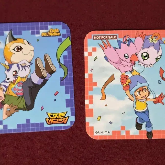 [BUNJANG] Digimon Cafe Omakes Coaster Sora &amp; Matt / 디지몬 카페 오마케 코스터 소라,매튜