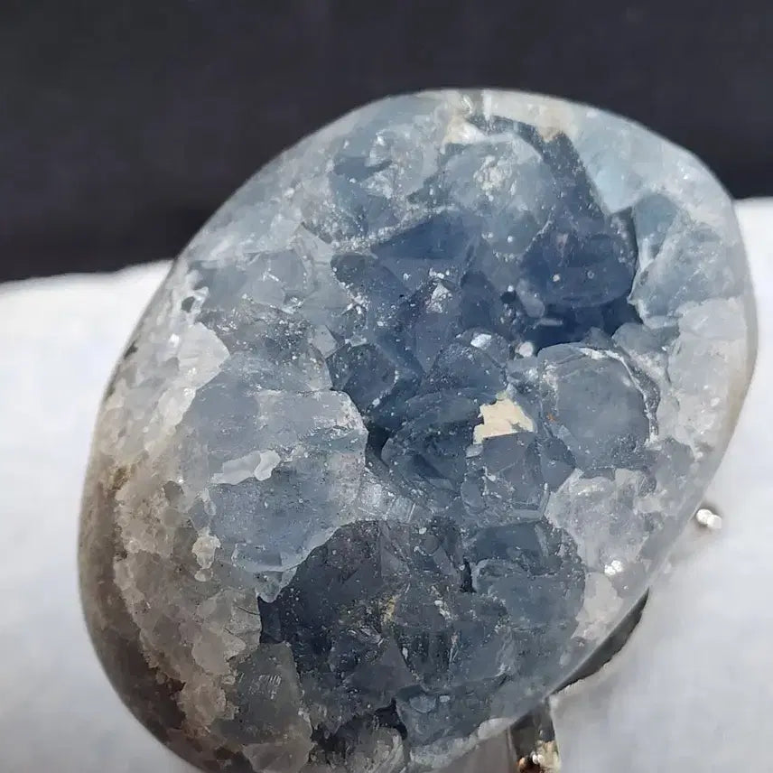 [BUNJANG] Natural Crystal Blue Chalcedony Egg Stone with Stand / 천연크리스탈 블루수정 에그형 원석+받침대