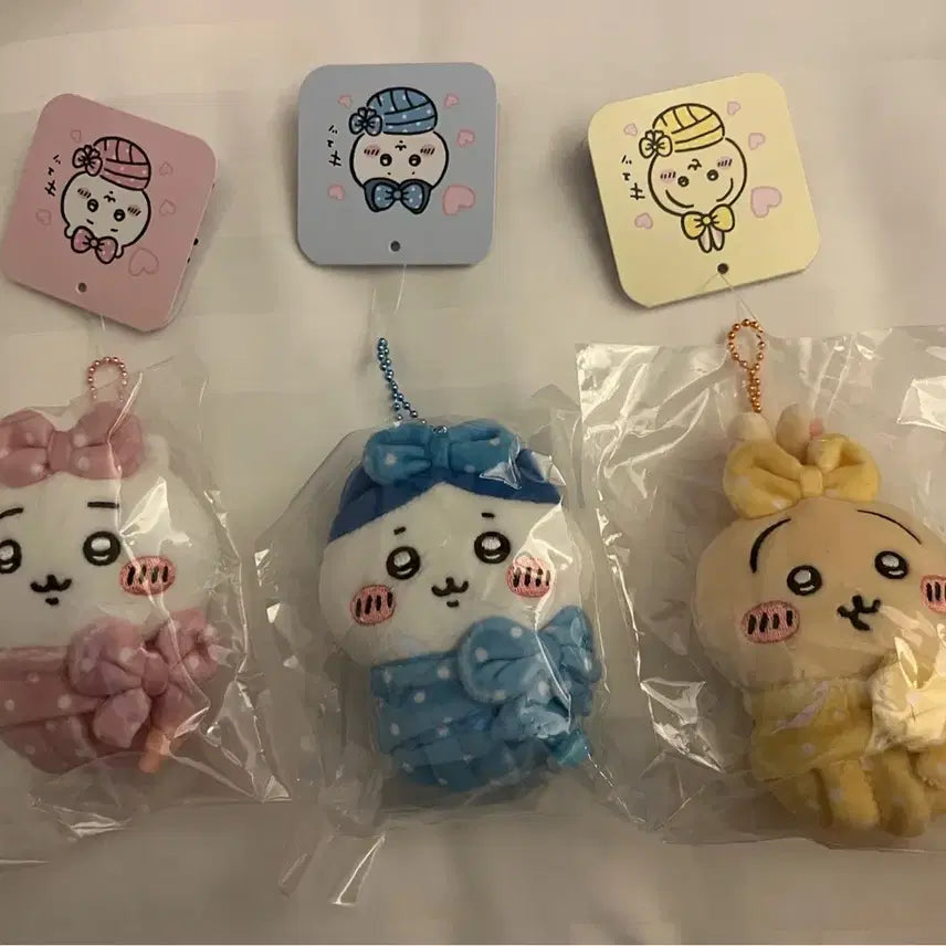 [BUNJANG] Chiikawa Pouch Mascot Set (Hachiware, Usagi, Mako) Keychain / 치이카와 포대기 마스코트 하치와레 우사기 마코 키링 세트