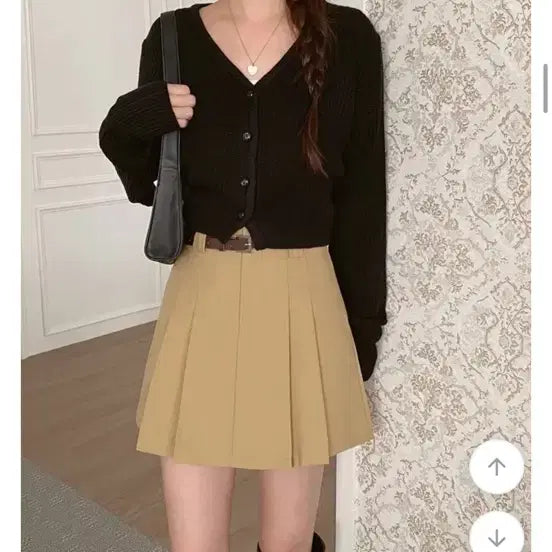 [BUNJANG] Pleated Mini Skirt and Belt Set / 플리츠 스커트+벨트 세트