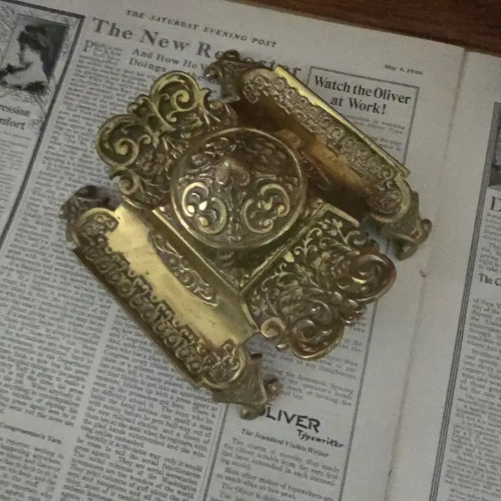 [BUNJANG] Antique Brass Inkwell Pen Tray / 빈티지 앤틱 브라스 잉크웰 펜트레이