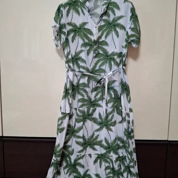 [BUNJANG] Palm Tree Pattern Long Dress / 야자수 패턴 롱 원피스  66사이즈   박시55도가능