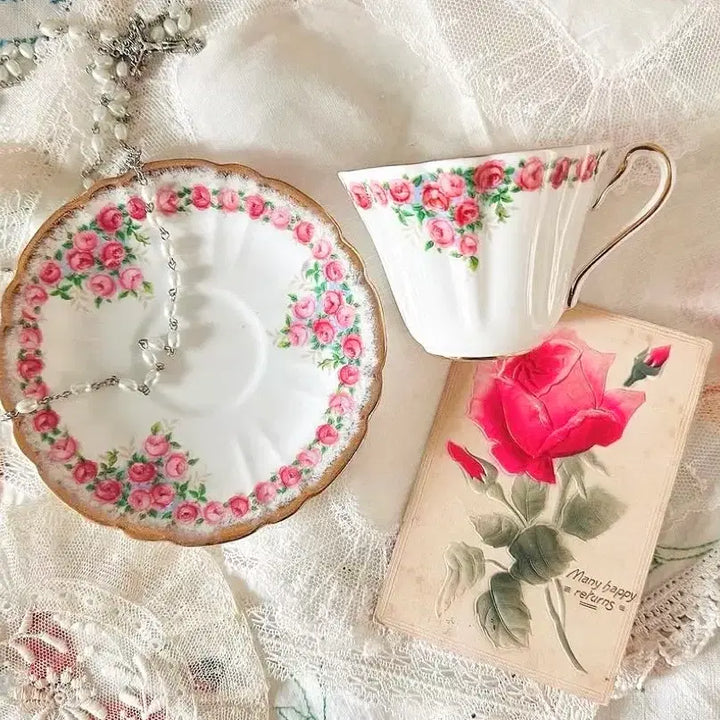 [BUNJANG] Gladstone Trellis Rose Teacup and Saucer Set / 글래드스톤 트렐리스 로즈  찻잔(영국) 커피잔