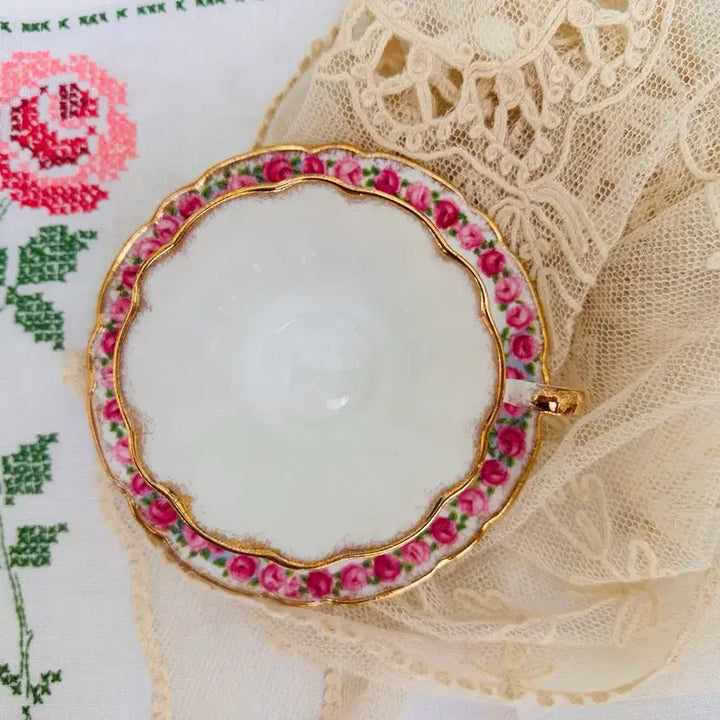 [BUNJANG] Gladstone Trellis Rose Teacup and Saucer Set / 글래드스톤 트렐리스 로즈  찻잔(영국) 커피잔