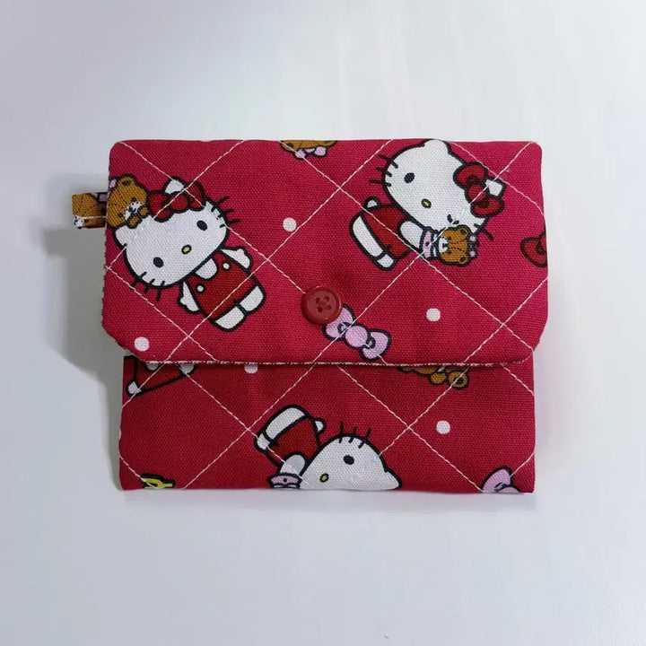 [BUNJANG] Sanrio Hello Kitty Red Quilting Coin Pouch / 산리오 헬로키티 레드 퀄팅 퀄트 동전지갑 파우치