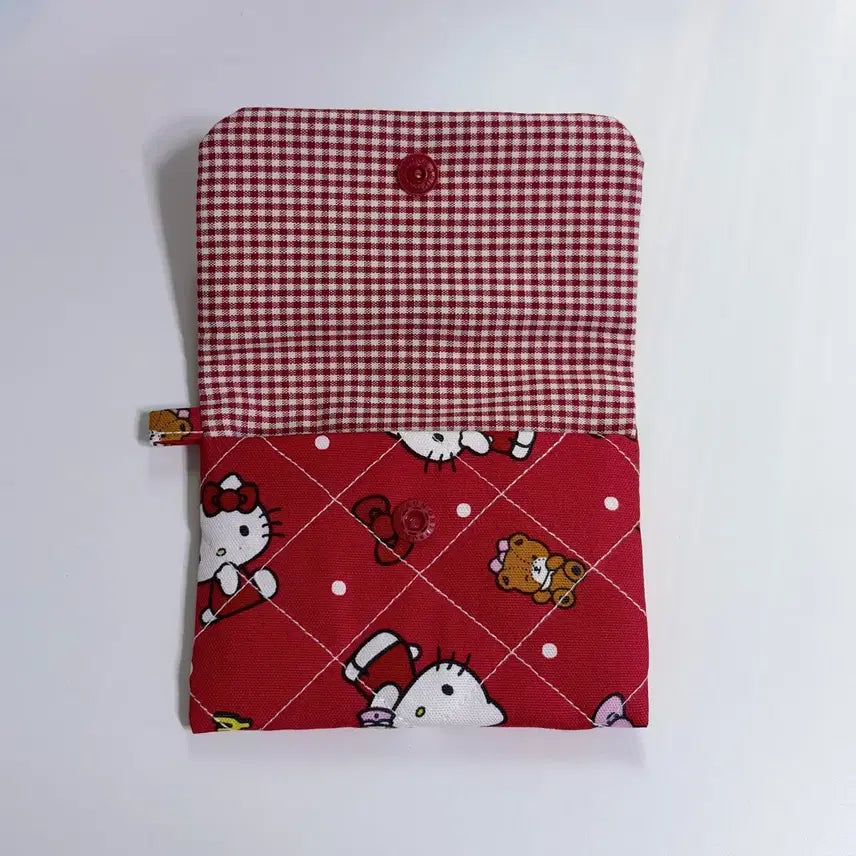[BUNJANG] Sanrio Hello Kitty Red Quilting Coin Pouch / 산리오 헬로키티 레드 퀄팅 퀄트 동전지갑 파우치