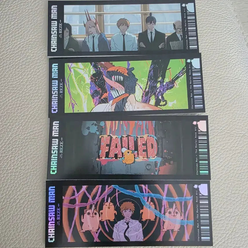 [BUNJANG] Chainsaw Man Pop-Up Random Ticket Set (4 Types) / 반택포 1.2)체인소맨 팝업 랜덤티켓 4종 set