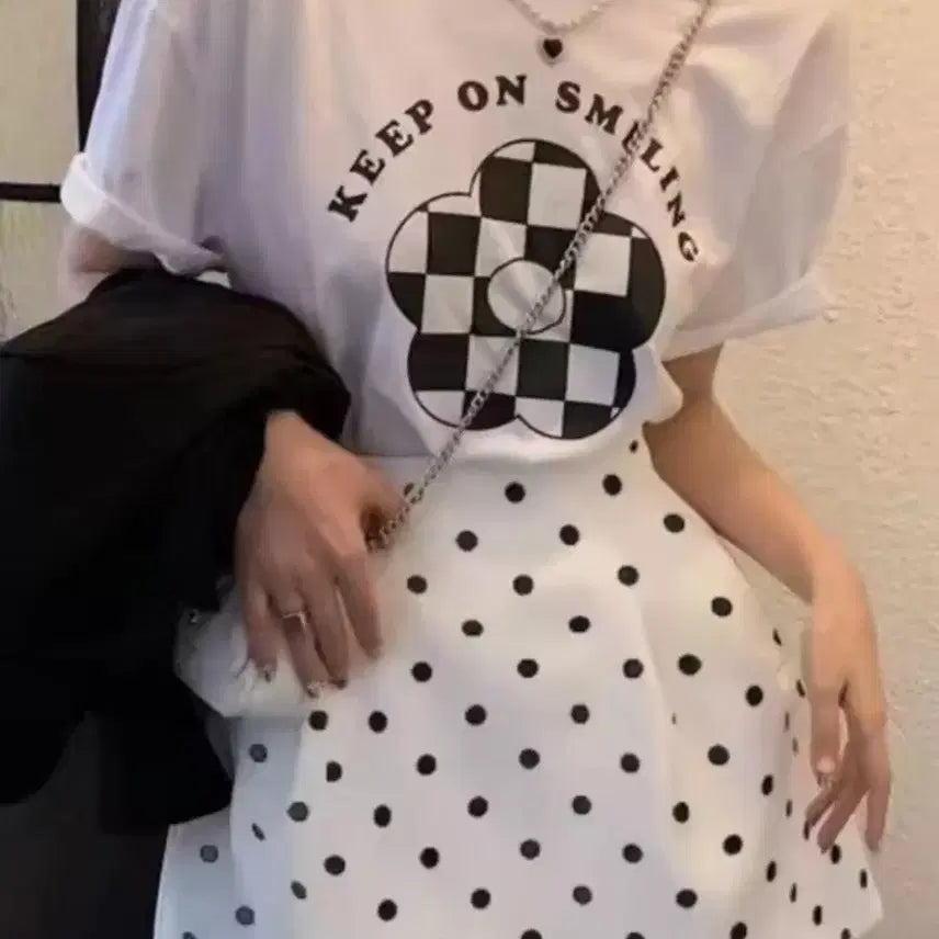[BUNJANG] White Dot Mini Skirt / 화이트  도트 미니스커트