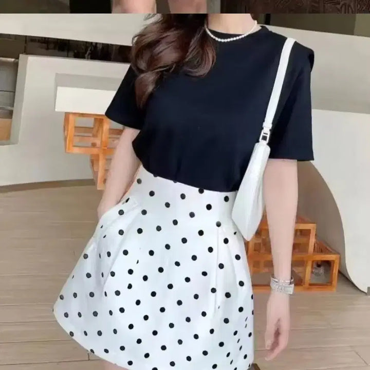 [BUNJANG] White Dot Mini Skirt / 화이트  도트 미니스커트