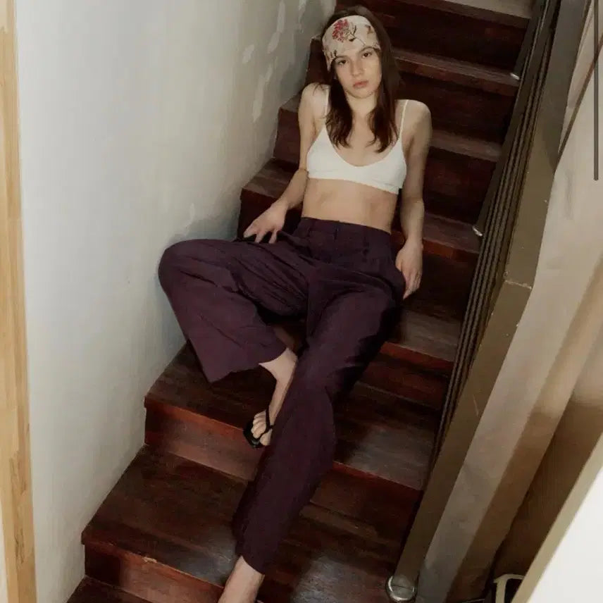 [BUNJANG] Airy Tuck Slacks Grape Medium / 108파운드 에어리 턱슬랙스 그레이프 미듐