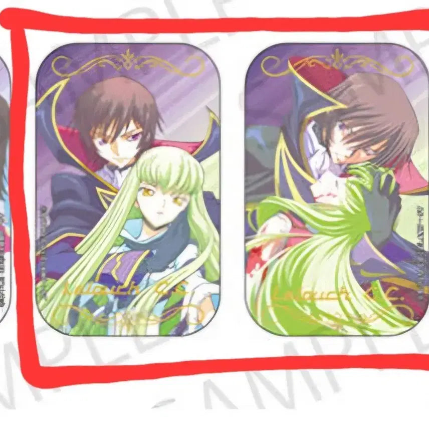 [BUNJANG] Code Geass Lelouch &amp; C.C. Square Can Badge Bundle Set / 일괄) 코드기어스 를르슈 C.C. 스퀘어 캔뱃지