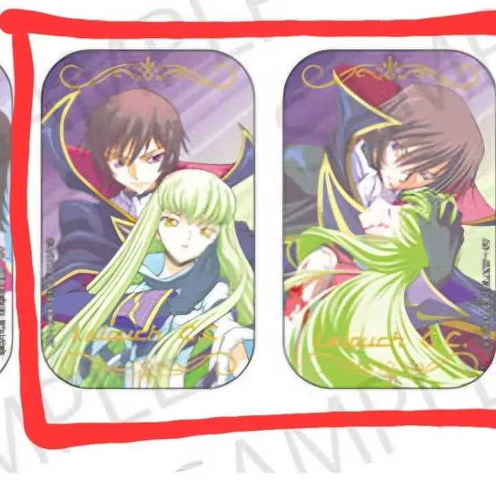 [BUNJANG] Code Geass Lelouch &amp; C.C. Square Can Badge Bundle Set / 일괄) 코드기어스 를르슈 C.C. 스퀘어 캔뱃지
