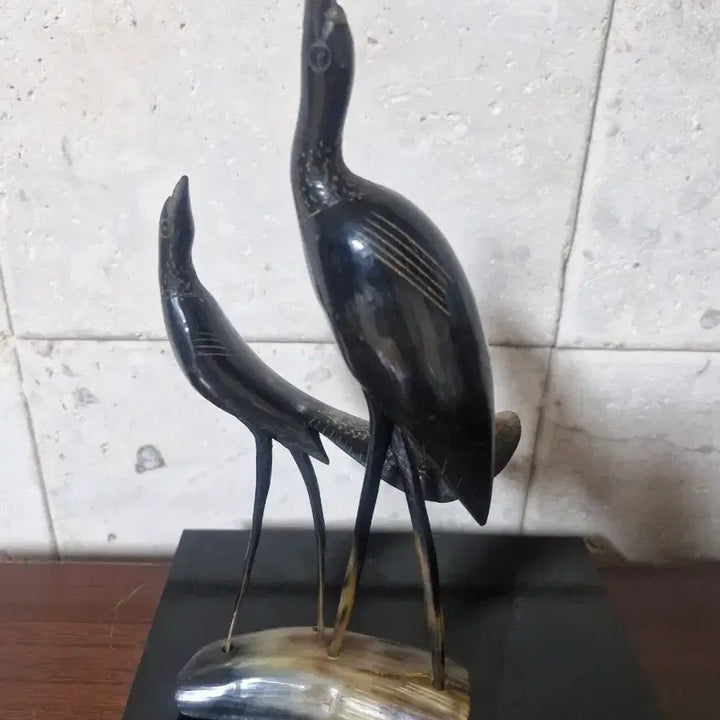 [BUNJANG] Ox Horn Crane Sculpture Ornament / 우각뿔 공예품 두루미 조각상 장식품