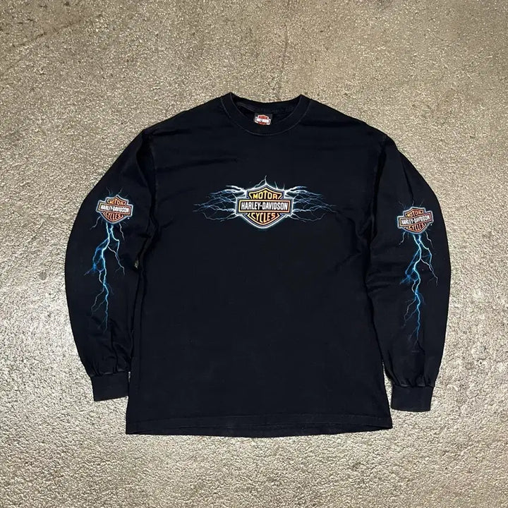 [BUNJANG] 00s Harley-Davidson Lightning Long Sleeve T-Shirt (L/100-105) / 00s 할리데이비슨 라이트닝 롱스리브 (100-105)