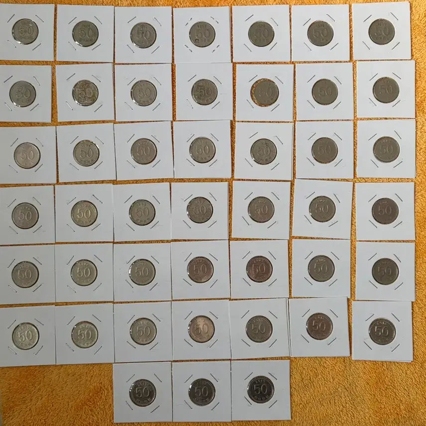 [BUNJANG] South Korean 50 Won Coin Full Set (1972-2019) / 옛날동전 50원 줄세우기 72년~19년 풀세트