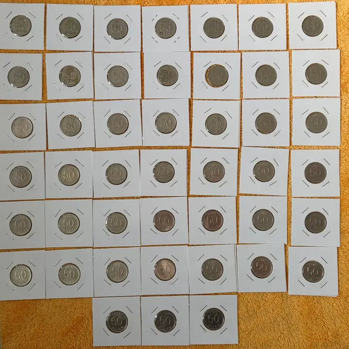 [BUNJANG] South Korean 50 Won Coin Full Set (1972-2019) / 옛날동전 50원 줄세우기 72년~19년 풀세트