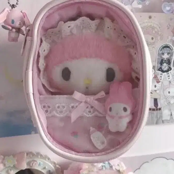 [BUNJANG] Sanrio My Melody Baby Cradle Pouch Keyring Plush Bottle / 산리오마이멜로디마멜베이비아기요람파우치키링인형젖병