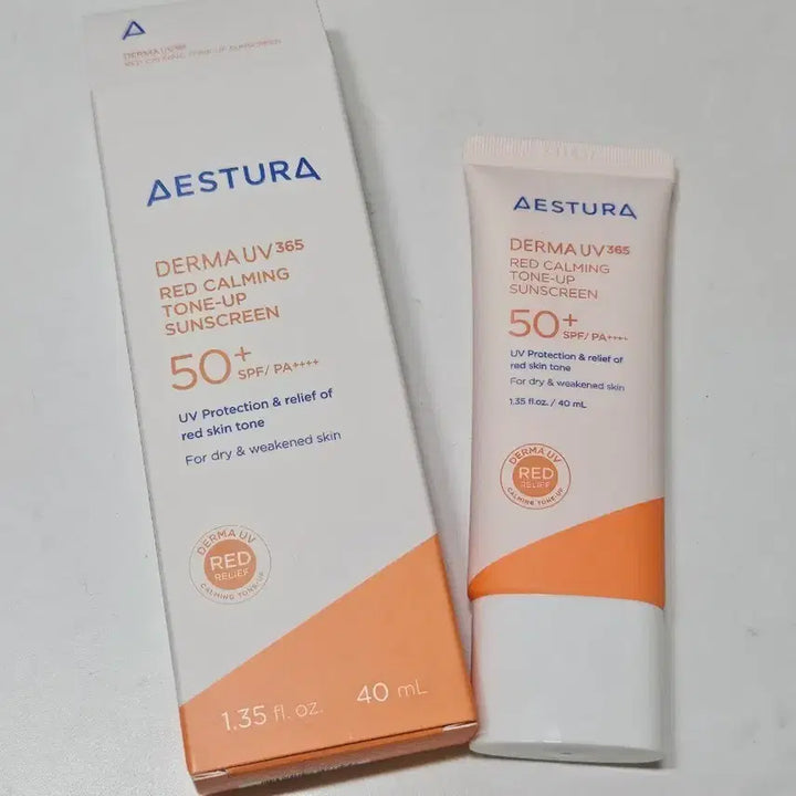 [BUNJANG] AESTURA Derma UV365 Red Calming Tone-Up Sun Cream SPF50+ PA++++ 40ml / 에스트라 더마UV365 레드진정 톤업 선크림 40ml