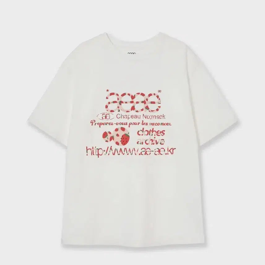 [BUNJANG] aeae Web Logo Short Sleeve T-Shirt Strawberry / aeae 에이이에이이 웹 로고 반팔 티셔츠 스트로베리