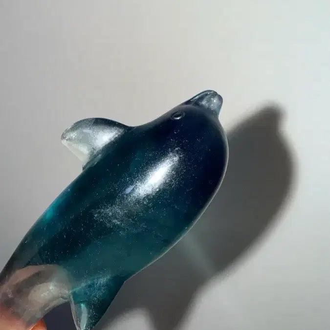 [BUNJANG] Natural Deep Blue Fluorite Dolphin Carving / 천연 원석 딥블루 플루오라이트 돌고래