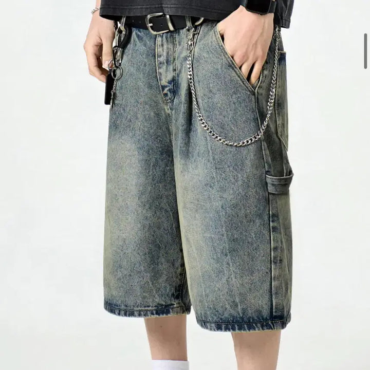 [BUNJANG] Dimitri Black Bio-Washed Carpenter Bermuda Denim Shorts (Dust Indigo) Size 32 / 디미트리블랙 바이오워싱 카펜터 버뮤다 데님팬츠 (더스트 인디고) 32